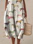 Femmes La peinture Abricot Col Rond Confortable Robe Maxi Décontracté