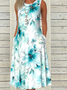 Femmes Floral Comme Image Col V Confortable Robe Mi-Longue Décontracté