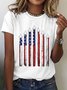 T-shirts Décontracté Été Le jour de l'indépendance (Drapeau) Micro-élasticité Quotidien Ample Jersey Manches Courtes Col Rond pour Femmes