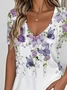 T-shirts Décontracté Floral Été Aucune élasticité Vacances Jersey Manches Courtes Régulier T.-N.-L. pour Femmes