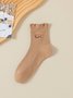 Chaussettes Femmes Sexy Toutes Les Saisons Motifs de broderie Coton Imprimé Antidérapant Faire la navette Chaussettes sur le mollet Régulier
