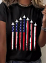 T-shirts Décontracté Été Le jour de l'indépendance (Drapeau) Micro-élasticité Quotidien Ample Jersey Manches Courtes Col Rond pour Femmes