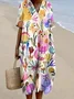 Femmes Floral Blanc Col V Confortable Robe Maxi Décontracté