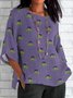 T-shirts Femmes Décontracté Floral Printemps / Automne Coton Micro-élasticité Coupe Régulière Col Rond Régulier Trapèze