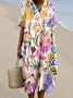 Femmes Floral Blanc Col V Confortable Robe Maxi Décontracté