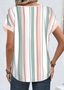 Blouses Femmes Rayé Simple Été Polyester Aucune élasticité Ample Régulier Droit Régulier