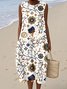 Femmes Floral Blanc Col Rond Confortable Robe Maxi Décontracté