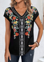 T-shirts Femmes Géométrique Décontracté Été Coton Quotidien Coupe Régulière Régulier Trapèze Régulier