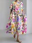 Femmes Floral Blanc Col Rond Confortable Robe Maxi Décontracté