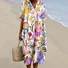 Femmes Floral Blanc Col V Confortable Robe Maxi Décontracté