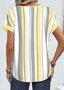 Blouses Femmes Rayé Simple Été Polyester Aucune élasticité Ample Régulier Droit Régulier