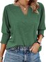 Blouses Femmes Simple Plain Été Coton Col V Quotidien Coupe Régulière Régulier Droit