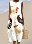 Femmes Rayé Blanc Col Rond Confortable Robe Maxi Décontracté