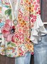 Blouses Fête Floral Été Coton Col V Micro-élasticité Domestique Régulier Régulier pour Femmes
