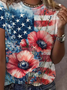 T-shirts Décontracté Floral Été Micro-élasticité Coupe Régulière Manches Courtes Col Rond Droit Régulier pour Femmes