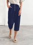 Pantalons Femmes en Lin Plain Été Coton Naturel Domestique Corsaire Pantalon droit Droit