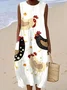 Femmes Rayé Blanc Col Rond Confortable Robe Maxi Décontracté