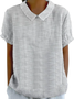 Blouses Femmes Élégant Été Plaid Aucune élasticité Demi Manche Col Châle Régulier Droit Régulier