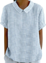 Blouses Femmes Élégant Été Plaid Aucune élasticité Demi Manche Col Châle Régulier Droit Régulier