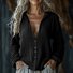 Chemises Décontracté Plain Printemps / Automne en Lin Micro-élasticité Quotidien Manches Longues Régulier Col de Chemise pour Femmes