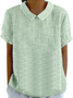 Blouses Femmes Élégant Été Plaid Aucune élasticité Demi Manche Col Châle Régulier Droit Régulier