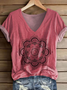 T-shirts Décontracté Été Ethnique Géométrie Polyester Col V Micro-élasticité Quotidien Coupe Régulière Manches Courtes pour Femmes