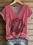 T-shirts Décontracté Été Ethnique Géométrie Polyester Col V Micro-élasticité Quotidien Coupe Régulière Manches Courtes pour Femmes
