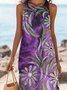 Femmes Géométrique Violet Col Rond Confortable Robe Maxi Décontracté