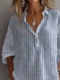 Chemises Femmes Rayé Décontracté Printemps / Automne Polyester Aucune élasticité Manches Longues Droit Régulier Col de Chemise