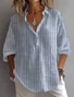 Chemises Femmes Rayé Décontracté Printemps / Automne Polyester Aucune élasticité Manches Longues Droit Régulier Col de Chemise