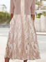 Femmes Floral Comme Image Col Rond Confortable Robe Mi-Longue Décontracté