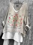 Chemises Femmes Décontracté Floral Printemps / Automne en Lin Micro-élasticité Quotidien Coupe Régulière Col Rond Régulier