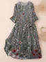 Femmes Floral Gris Col Rond Confortable Imprimé Robe Maxi Décontracté