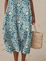 Femmes Floral Menthe Col Rond Confortable Robe Maxi Décontracté
