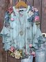 Blouses Femmes Simple Floral Été Micro-élasticité Faire la navette Demi Manche Régulier Trapèze Régulier