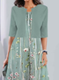 Femmes Floral Comme Image Col Rond Confortable Robe Mi-Longue Décontracté