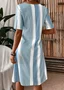 Femmes Rayé Comme Image Col Rond Confortable Robe Mi-Longue Décontracté