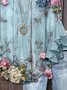 Blouses Femmes Simple Floral Été Micro-élasticité Faire la navette Demi Manche Régulier Trapèze Régulier