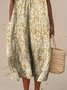 Femmes Floral Beige Col Rond Confortable Robe Maxi Décontracté