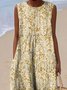 Femmes Floral Beige Col Rond Confortable Robe Maxi Décontracté
