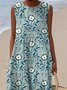 Femmes Floral Menthe Col Rond Confortable Robe Maxi Décontracté