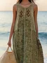 Femmes Floral Comme Image Col V Confortable Robe Mi-Longue Décontracté