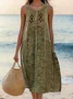 Femmes Floral Comme Image Col V Confortable Robe Mi-Longue Décontracté