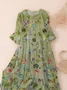 Femmes Floral Vert Col Rond Confortable Imprimé Robe Maxi Décontracté