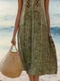 Femmes Floral Comme Image Col V Confortable Robe Mi-Longue Décontracté
