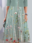Femmes Floral Comme Image Col Rond Confortable Robe Mi-Longue Décontracté