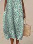 Femmes Floral Vert Col Rond Confortable Robe Maxi Décontracté