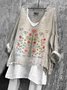 Chemises Femmes Décontracté Floral Printemps / Automne en Lin Micro-élasticité Quotidien Coupe Régulière Col Rond Régulier