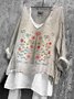 Chemises Femmes Décontracté Floral Printemps / Automne en Lin Micro-élasticité Quotidien Coupe Régulière Col Rond Régulier