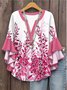 Blouses Femmes Vacances Été Plantes Coton Coupe Régulière Demi Manche Régulier Trapèze Régulier